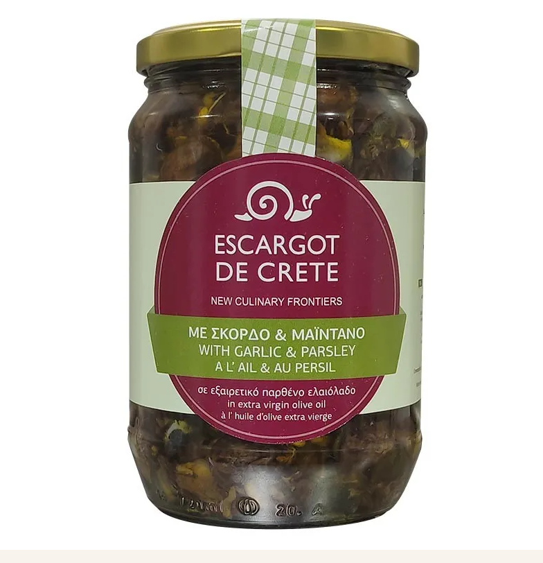 Snail fillets in Cretan olive oil, garlic and parsley (green label) 640 gr